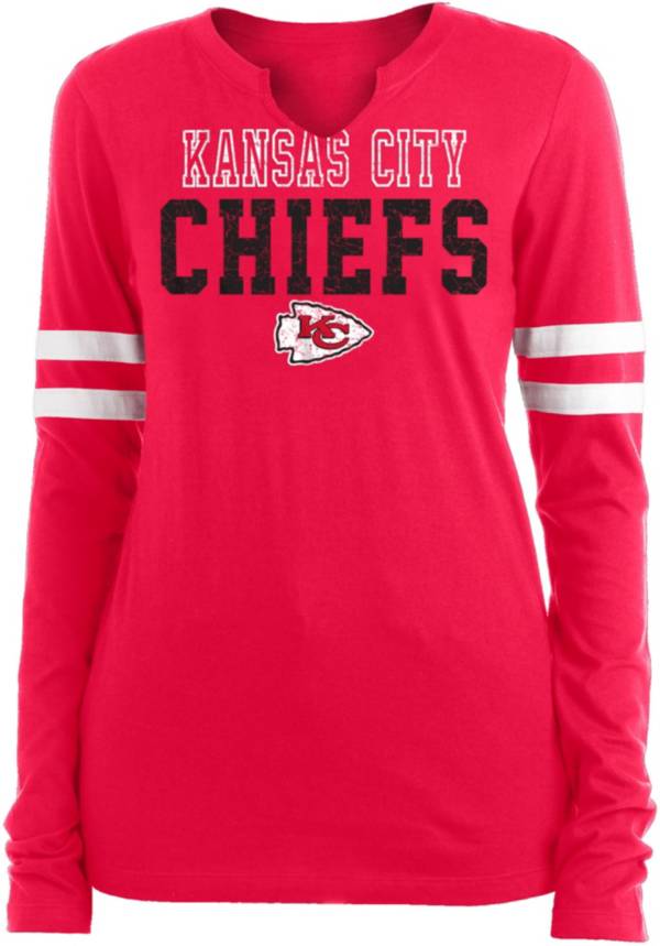 New Era Women's Kansas City Chiefs Space Dye Red Long Sleeve Crop T-Shirt