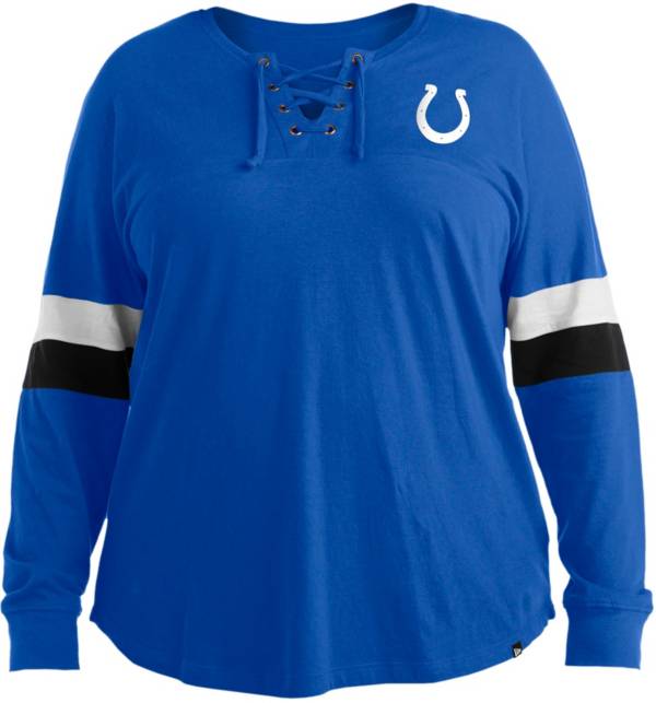New Era Women's Indianapolis Colts Lace Up Blue Plus Size Long Sleeve T-Shirt product image