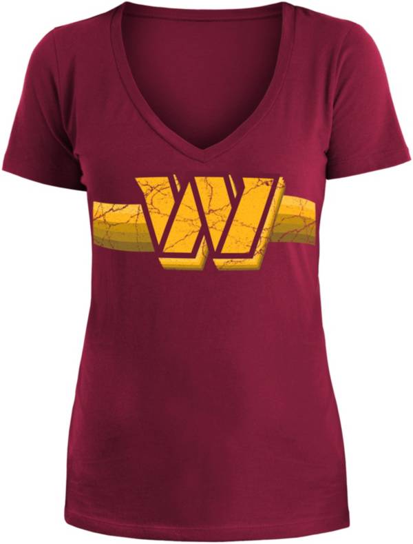 New Era Women's Washington Commanders Logo Stripe Red V-Neck T-Shirt product image
