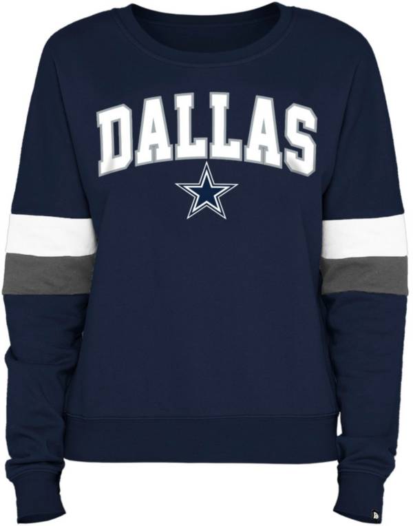 New Era Women's Dallas Cowboys Color Block Navy Fleece Crew Sweatshirt product image
