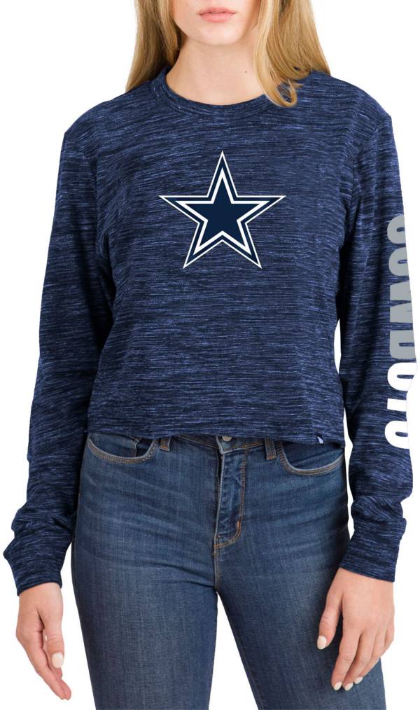New Era Women's Dallas Cowboys Navy Space Dye Crop Long Sleeve T-Shirt product image