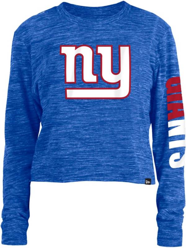 New Era Women's New York Giants Space Dye Blue Long Sleeve Crop T-Shirt product image