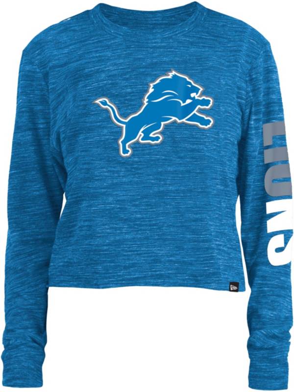 New Era Women's Detroit Lions Space Dye Blue Long Sleeve Crop T-Shirt product image