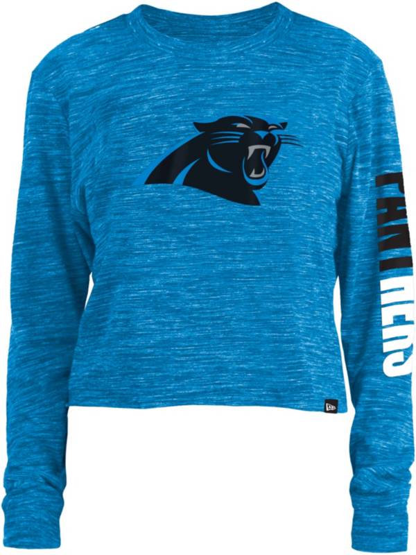 New Era Women's Carolina Panthers Space Dye Blue Long Sleeve Crop T-Shirt product image