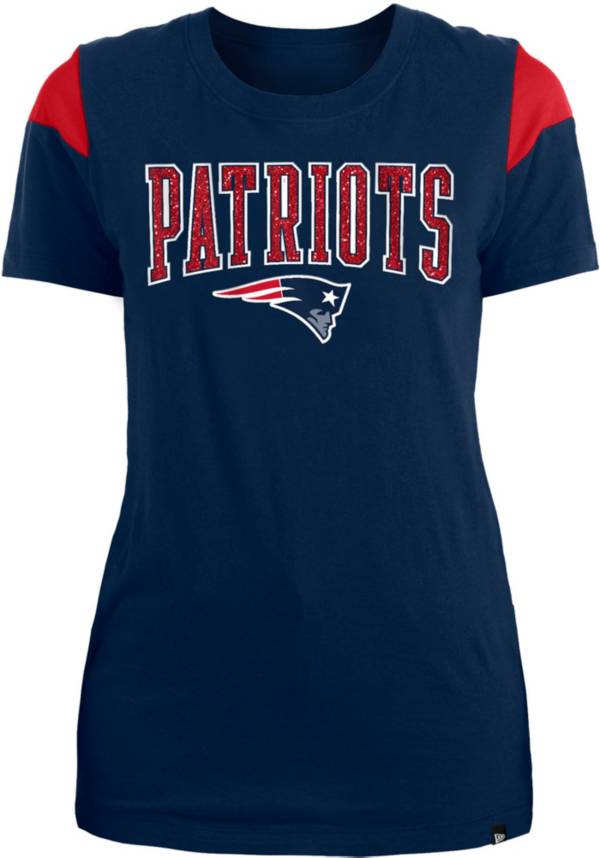 New Era Apparel Women's New England Patriots Glitter Gel Blue T-Shirt product image