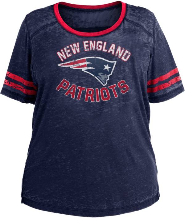 New Era Apparel Women's New England Patriots Burnout Navy Plus Size T-Shirt product image