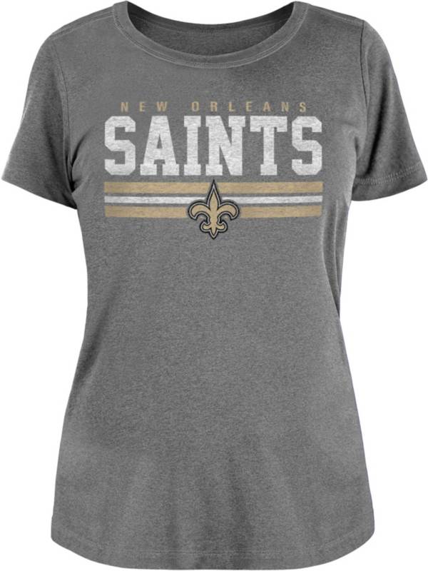 New Era Apparel Women's New Saints Stripe Charcoal T-Shirt Sporting Goods