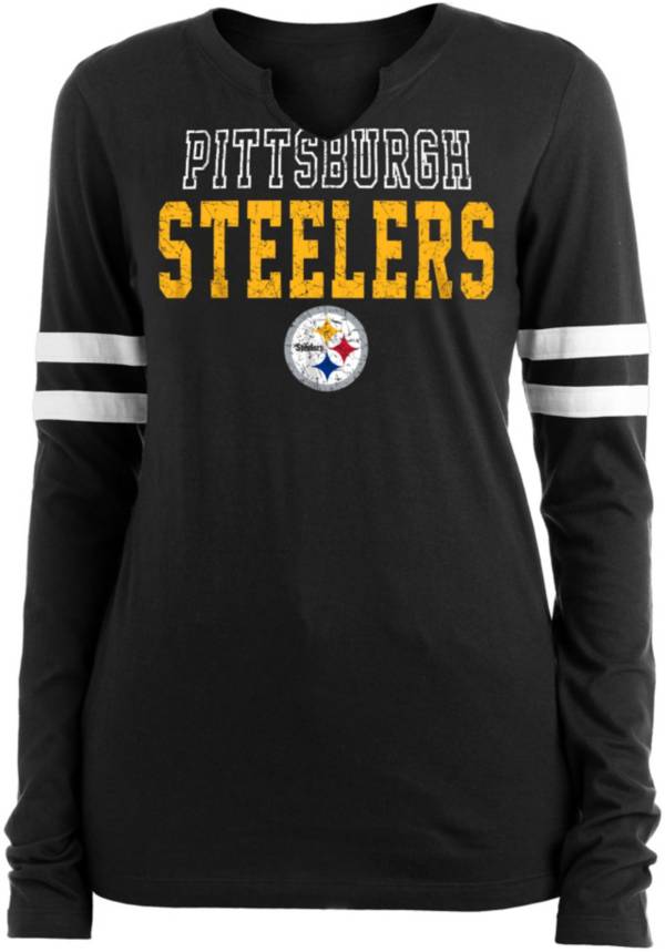 New Era Women's Pittsburgh Steelers Brushed Cotton Black Long Sleeve T-Shirt product image