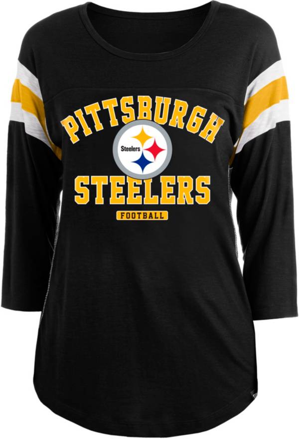 New Era Apparel Women's Pittsburgh Steelers Sublimated Black Three-Quarter Sleeve T-Shirt product image