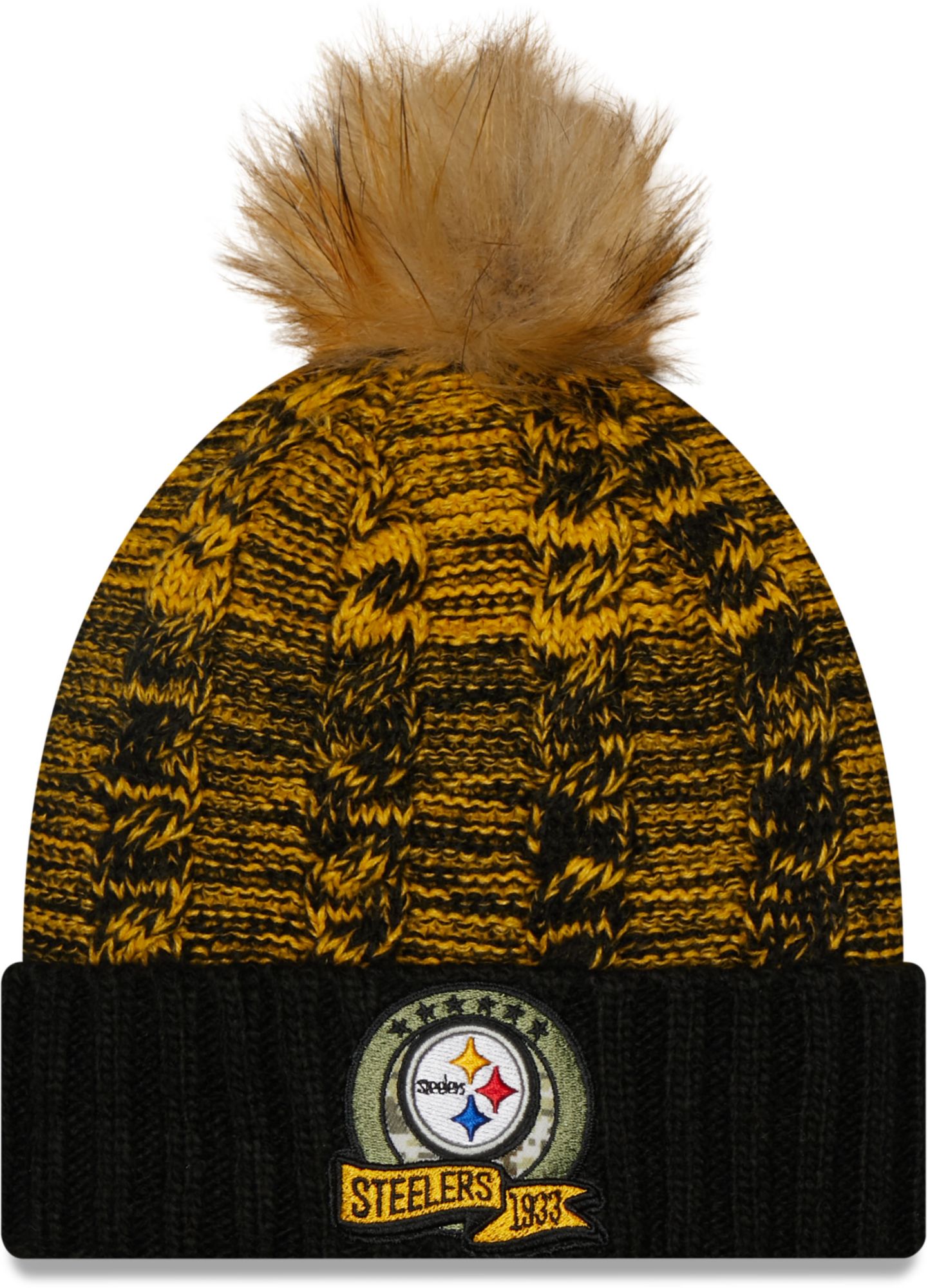 Pittsburgh Steelers Reebok NFL Uncuffed Black Knit Hat - Youth