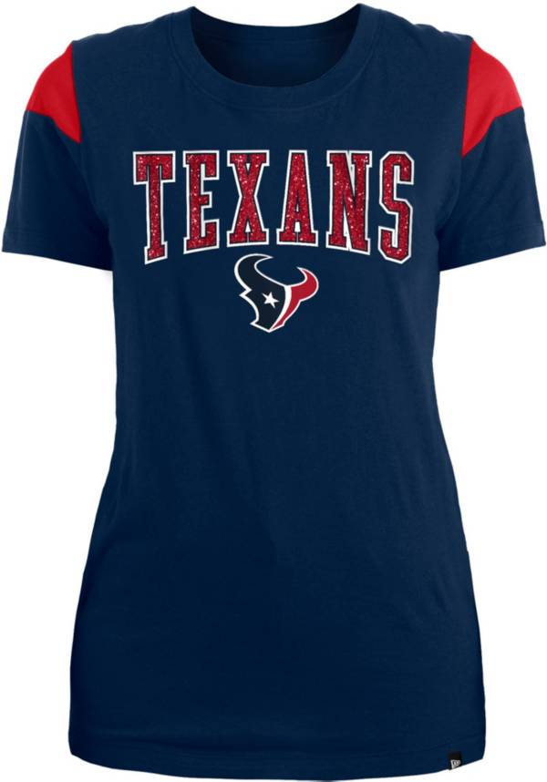 New Era Apparel Women's Houston Texans Glitter Gel Blue T-Shirt product image