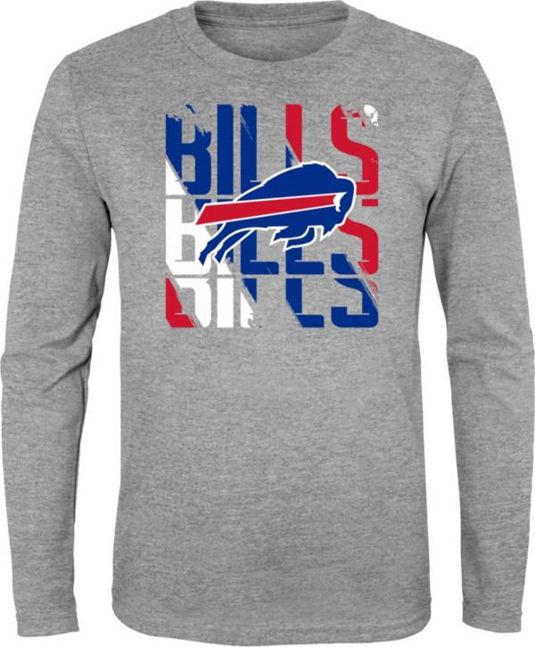 NFL Team Apparel Youth Buffalo Bills Savage Stripes Long Sleeve Grey T-Shirt product image