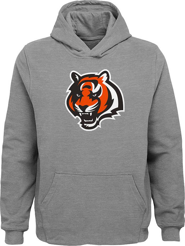 NFL Team Apparel Youth Cincinnati Bengals Primary Logo Grey Pullover Hoodie