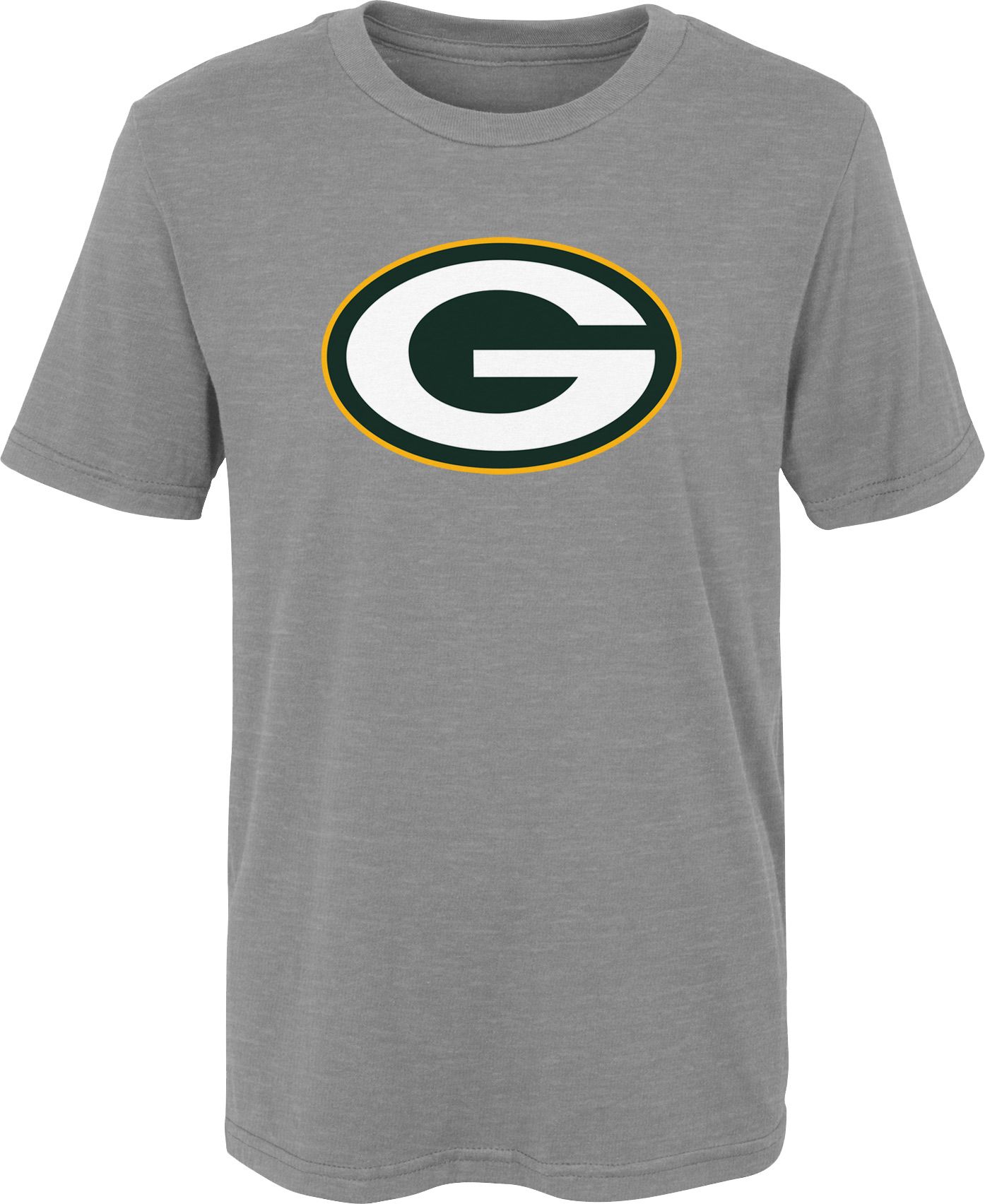 NFL Team Apparel Youth Green Bay Packers Primary Logo Grey T-Shirt