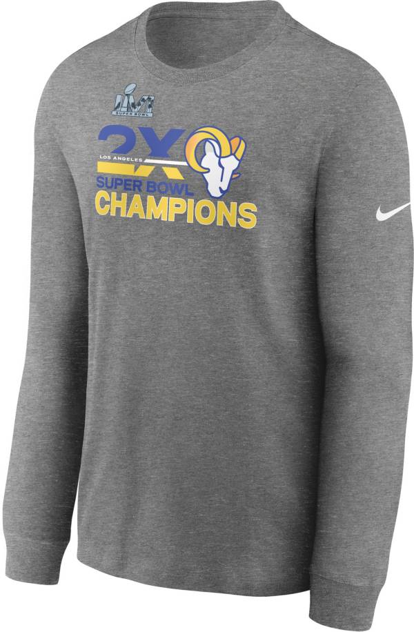 Nike 2021 Super Bowl LVI Champions Los Angeles Rams Multi-Champ Long Sleeve T-Shirt