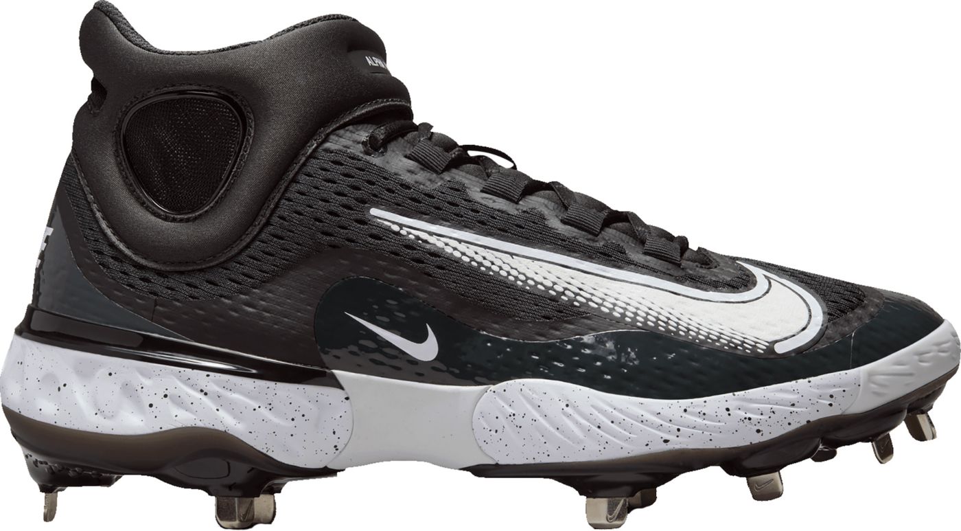 Nike Men s Alpha Huarache Elite 4 Mid Metal Baseball Cleats Size 12 Black White