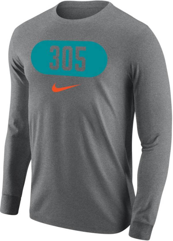Serrado Borde tengo hambre Nike Men's Miami 305 Area Code Grey Long Sleeve T-Shirt | Dick's Sporting  Goods