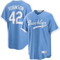 Nike Men's Los Angeles Dodgers Jackie Robinson #42 Grey Cool Base Jersey