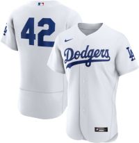 Men's Los Angeles Dodgers Majestic White 2019 Jackie Robinson Day Flex Base  Jersey