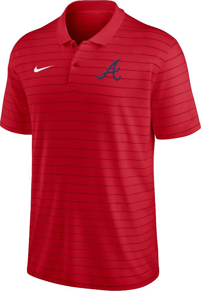 Nike Men's White, Royal Atlanta Braves Rewind Stripe Polo Shirt