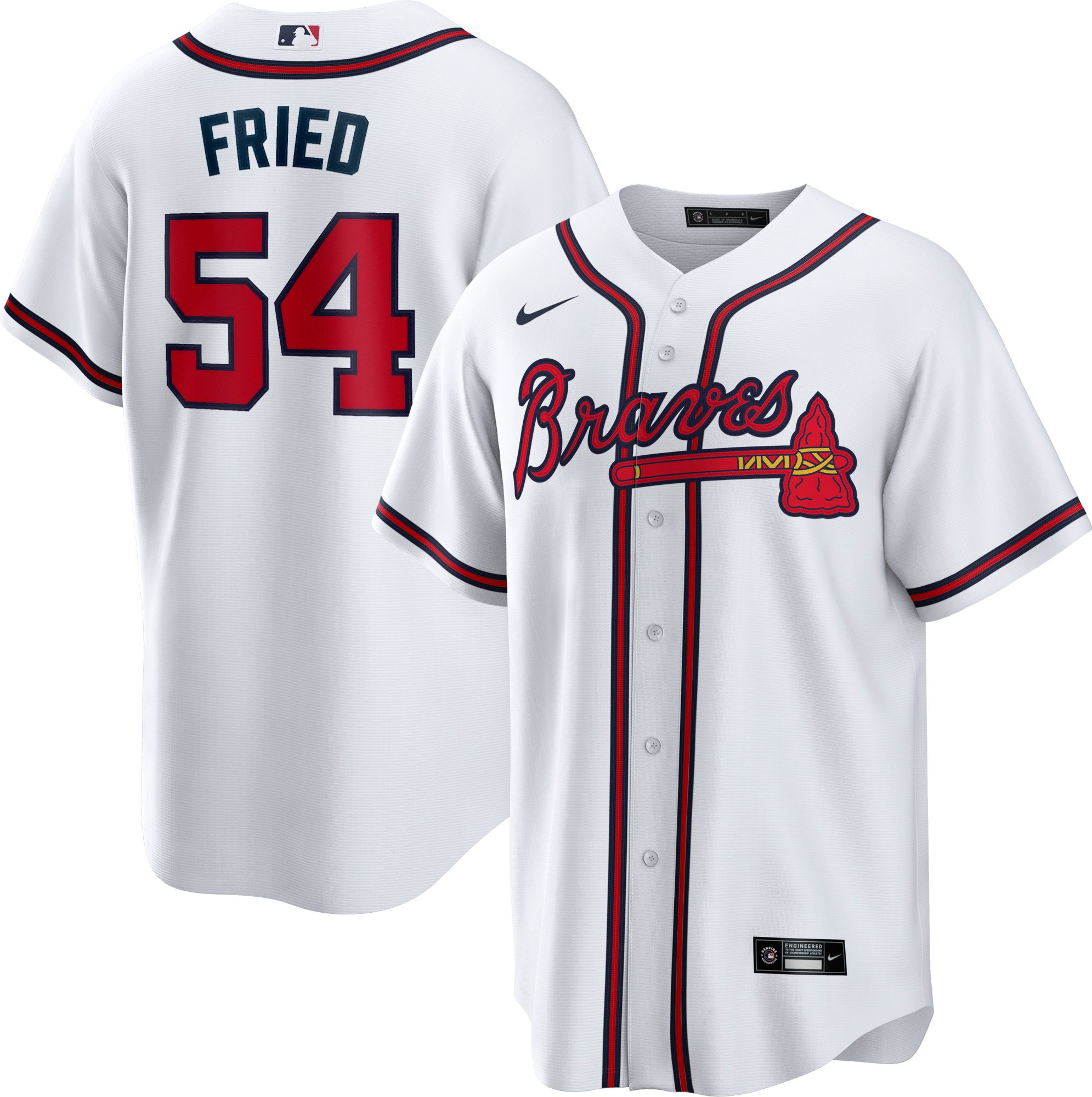 Dick's Sporting Goods Nike Men's Atlanta Braves Max Fried #54 Navy T-Shirt