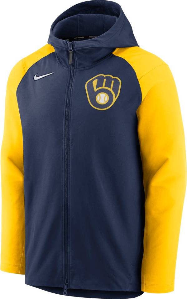 Nike Men's Milwaukee Brewers Authentic Collection Full-Zip Jacket - Navy - S Each