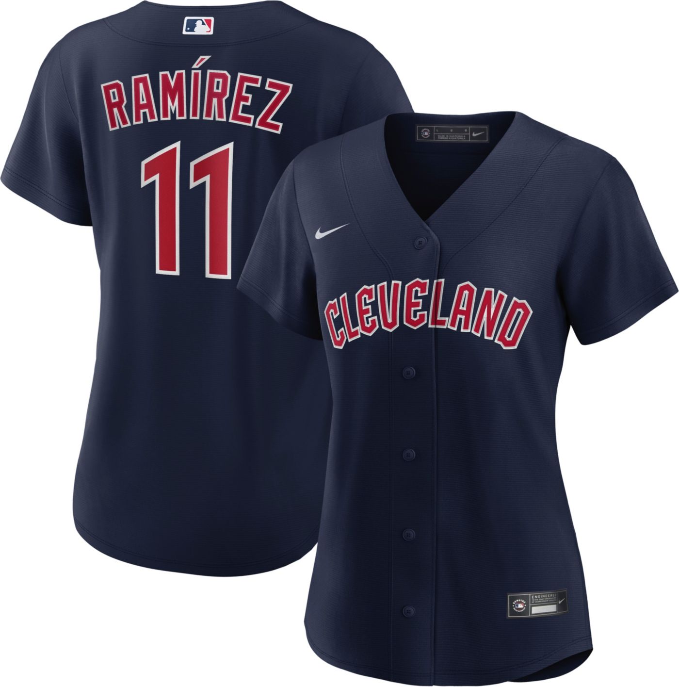 Nike Women s Cleveland Guardians Jose Ramirez 17 Navy Cool Base Jersey Dick s Sporting Goods