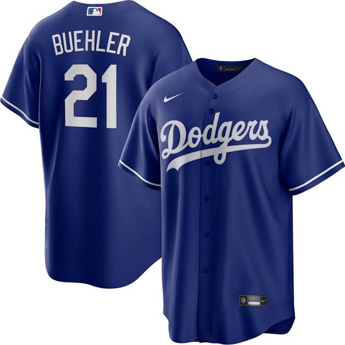 Nike Men's Los Angeles Dodgers Walker Buehler #21 Royal Cool Base