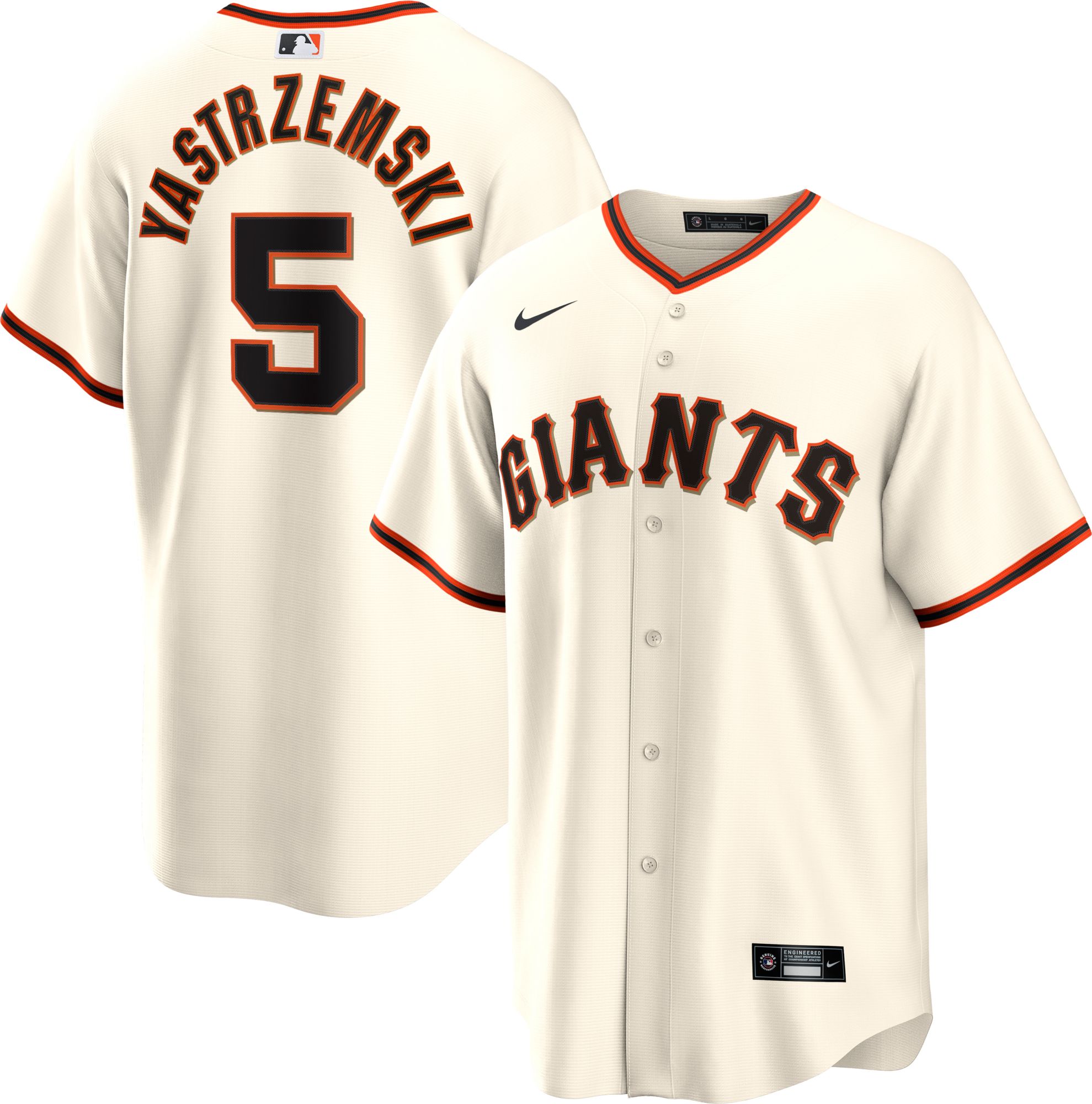 Nike Men's San Francisco Giants Mike Yastrzemski #5 Cream Cool Base Jersey product image