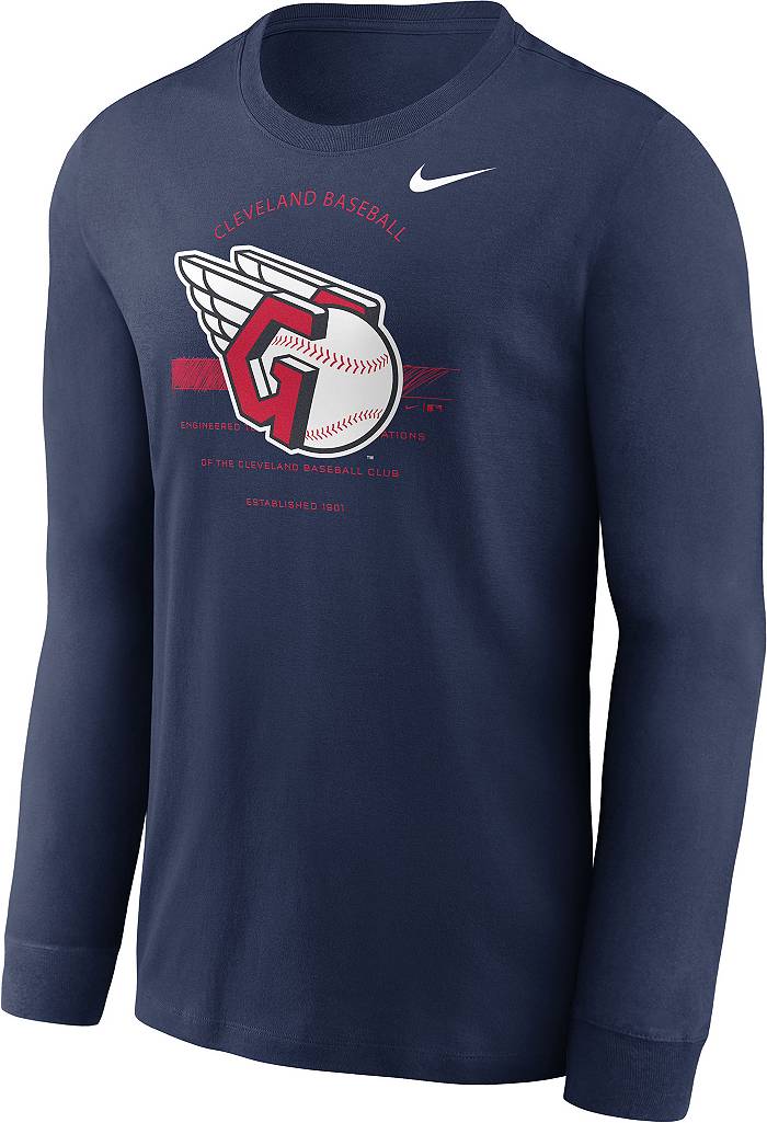 Nike Men's Cleveland Guardians Navy Arch Over Logo Long Sleeve T