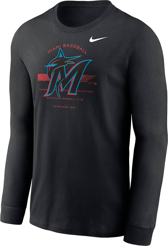 Nike Men's Miami Marlins Black Arch Over Logo Long Sleeve T-Shirt