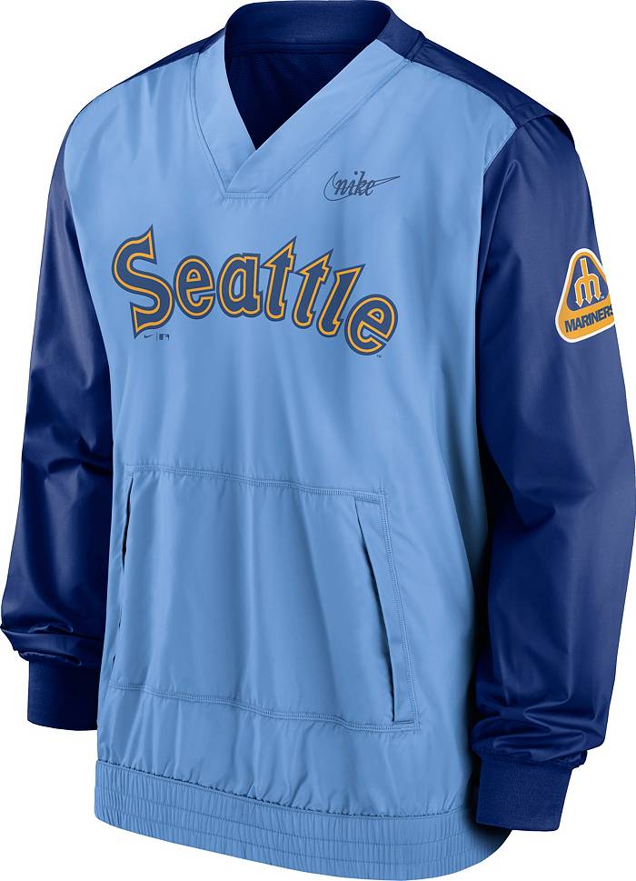 Nike Men's Seattle Mariners Blue V-Neck Pullover Jacket