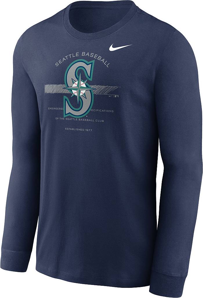 Nike Men's Seattle Mariners Navy Arch Over Logo Long Sleeve T