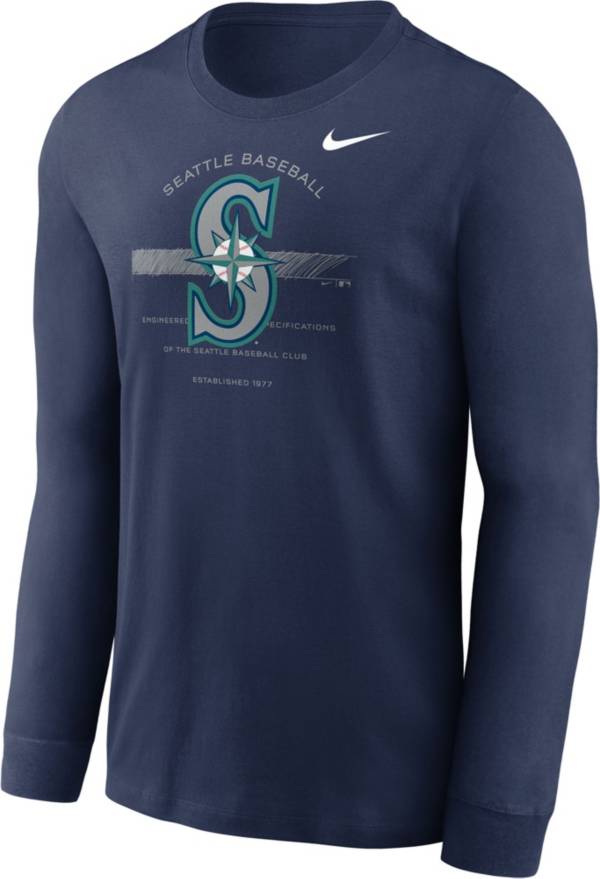 Nike Men's Seattle Mariners Navy Arch Over Logo Long Sleeve T-Shirt product image