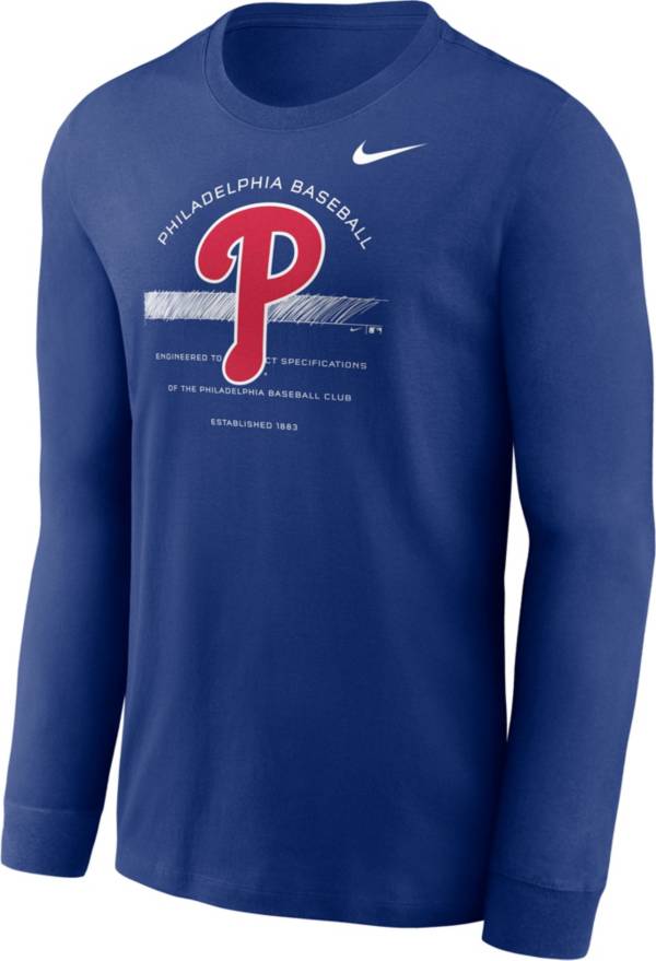 Nike Men's Philadelphia Phillies Royal Arch Over Logo Long Sleeve T-Shirt product image