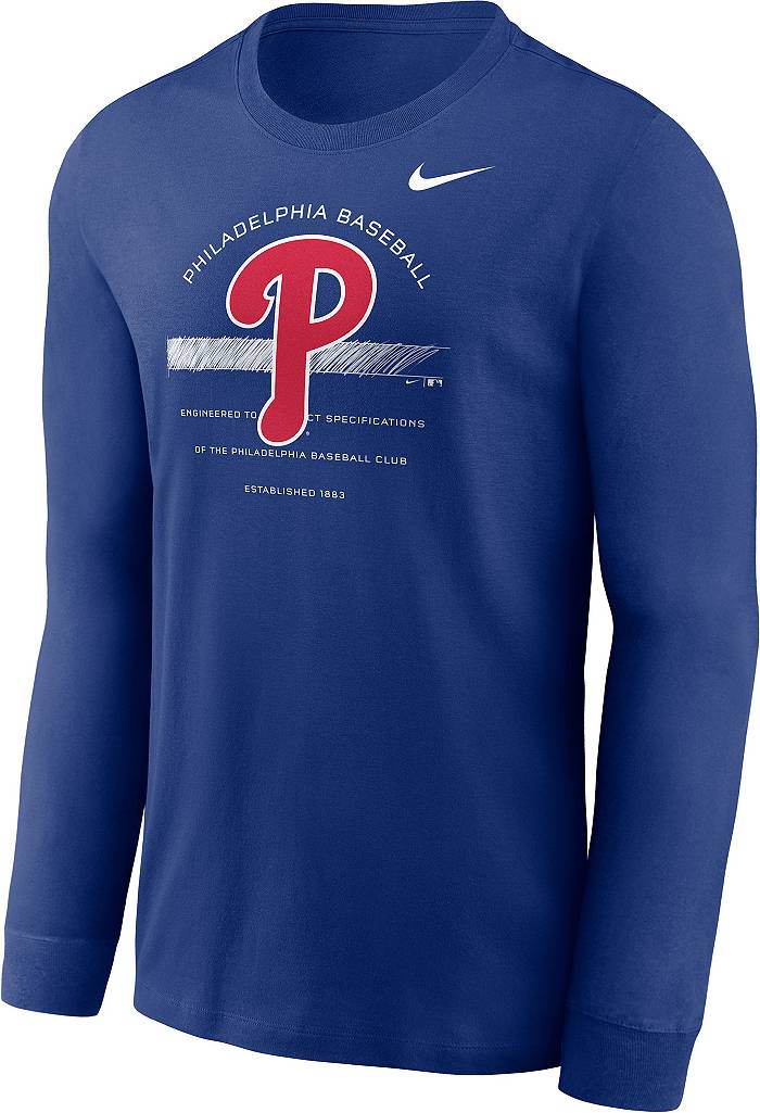 Nike Men's Philadelphia Phillies Royal Arch Over Logo Long Sleeve T-Shirt
