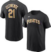 Men's Nike Roberto Clemente Black Pittsburgh Pirates Cooperstown Collection  Name & Number T-Shirt 