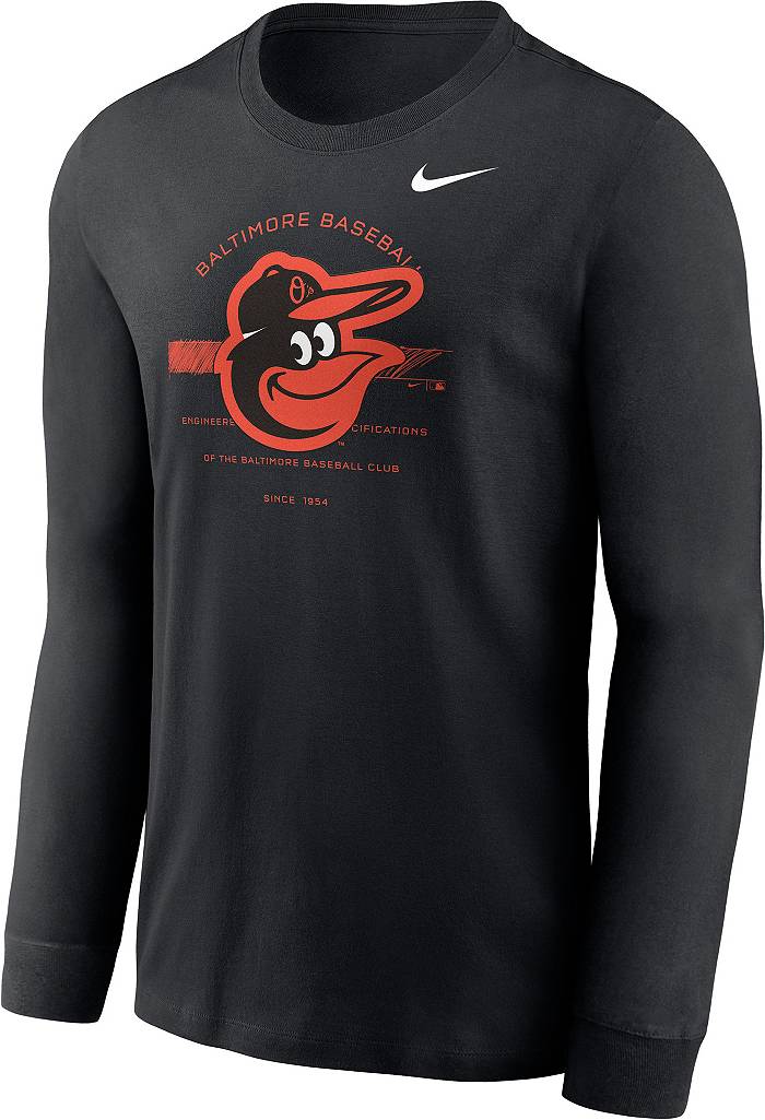 Nike Men's Baltimore Orioles Black Arch Over Logo Long Sleeve T