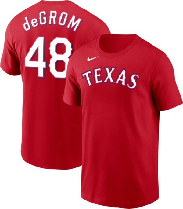 Nike Men's Texas Rangers Jacob deGrom #48 Red T-Shirt