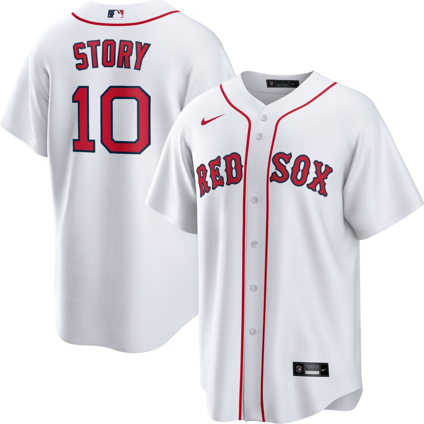 Nike Men s Boston Red Sox Trevor Story 10 White Home Cool Base Jersey