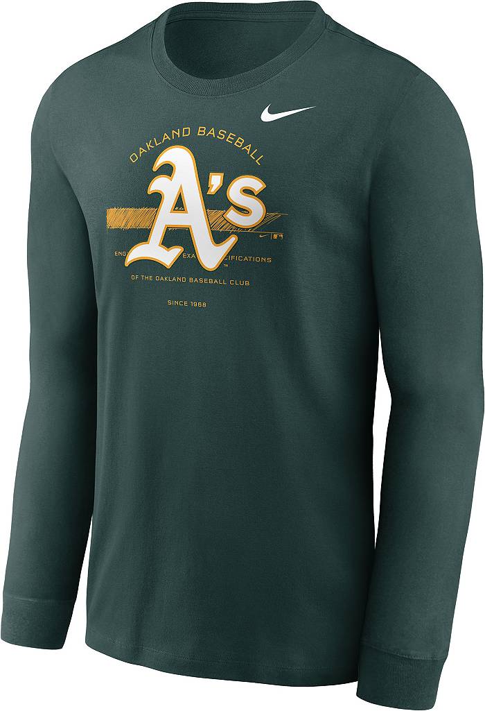 Nike Men's Oakland Athletics Green Arch Over Logo Long Sleeve T-Shirt
