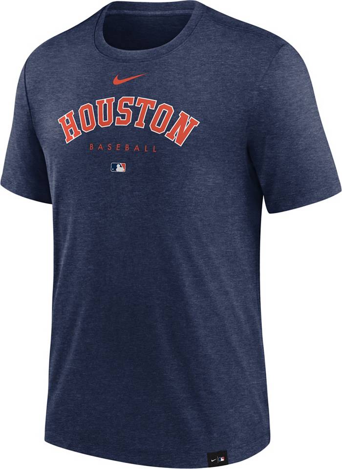 New Nike Mens Huston Astros Dri Fit Baseball 3/4 Sleeve Shirt