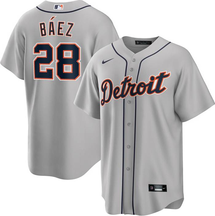Nike Men's Detroit Tigers Javier Báez #28 Gray Road Cool Base