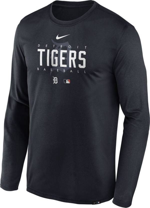 Detroit Tigers Gray Classic Logo Men's Long-Sleeve T-Shirt