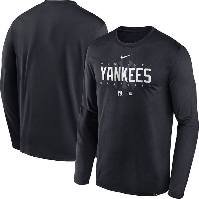 Nike Dri Fit Men Blue Yankees Logo Crew Neck Short Sleeve Jersey T