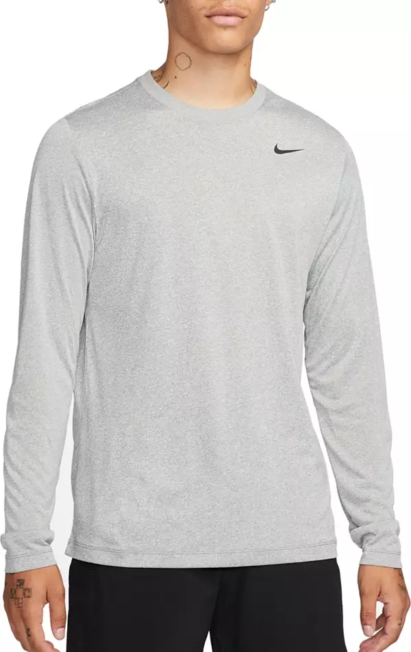 Nike Men's Dri-FIT Legend Fitness Long Sleeve Shirt, XL, Tumbled Grey