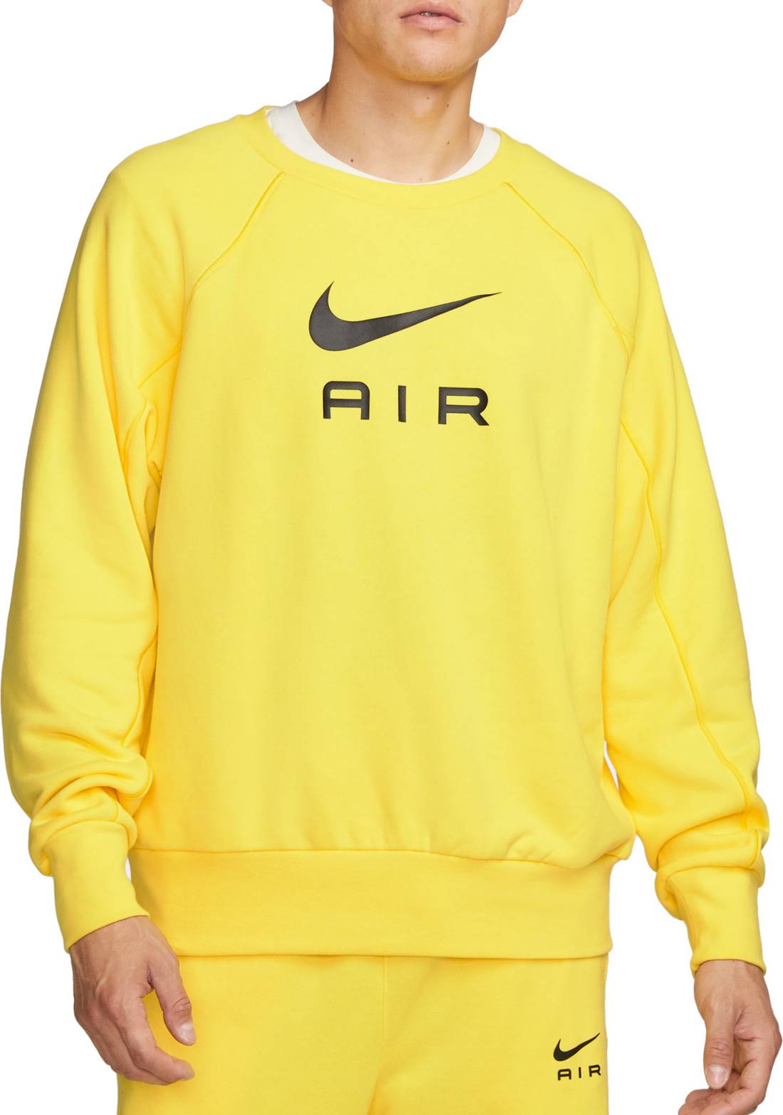 Nike Men's Sportswear Air French Terry Crew Neck Sweatshirt (Yellow)