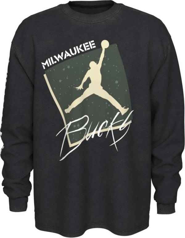 Jordan Men's Milwaukee Bucks Black Max 90 Long Sleeve T-Shirt product image