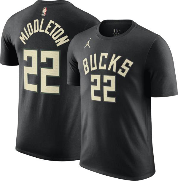 Nike Men's Milwaukee Bucks Khris Middleton #22 Black T-Shirt | Dick's