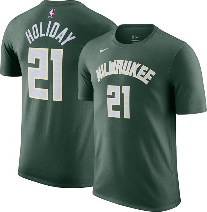 Nike Men's Milwaukee Bucks Jrue Holiday #21 Green T-Shirt, Large